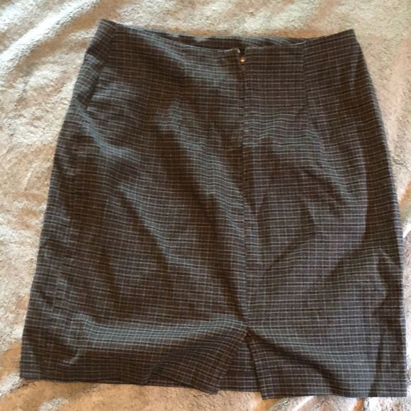 Grey and navy plaid pencil skirt size 3 vintage - Picture 2 of 8